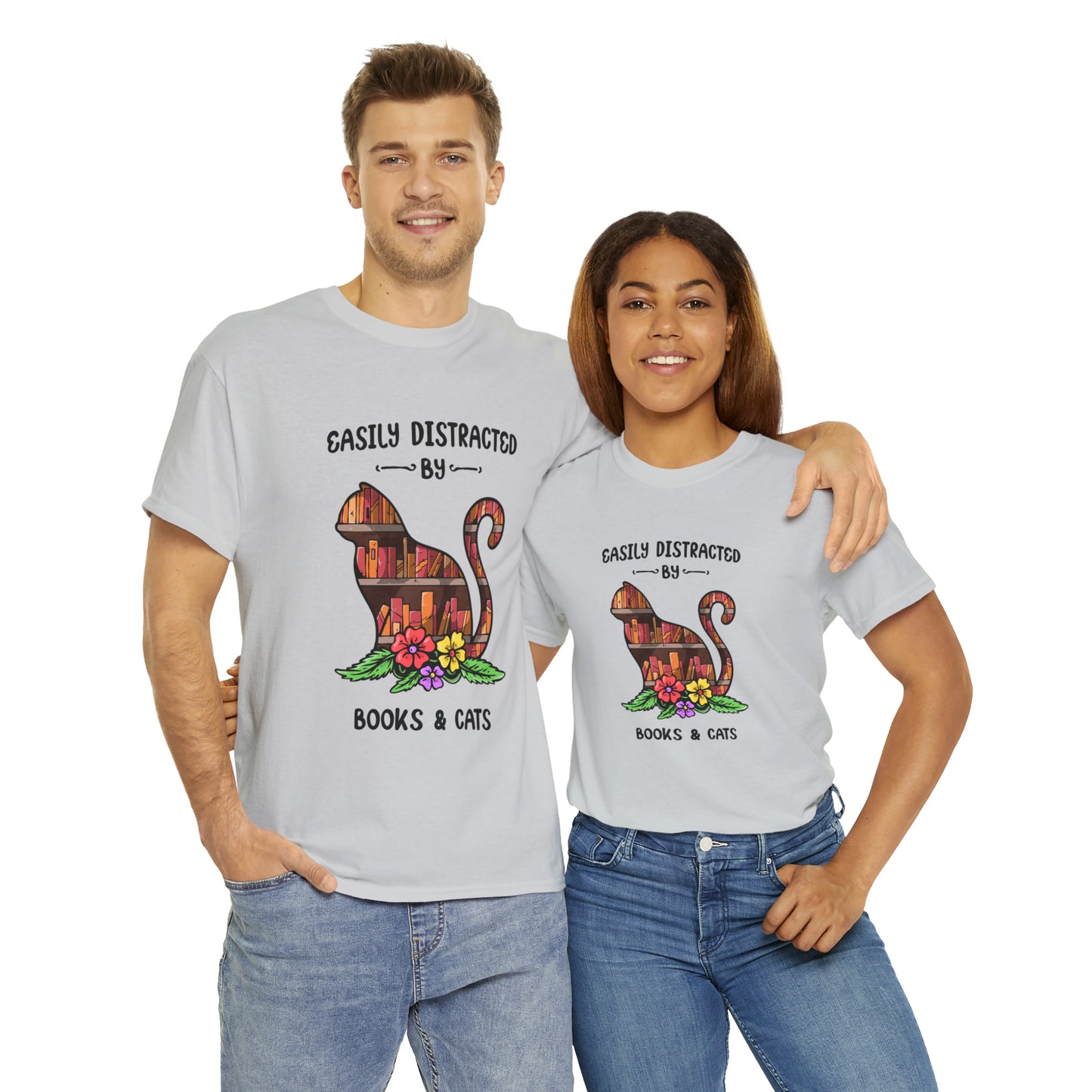 Easily Distracted by Cats & Books - Unisex Tee