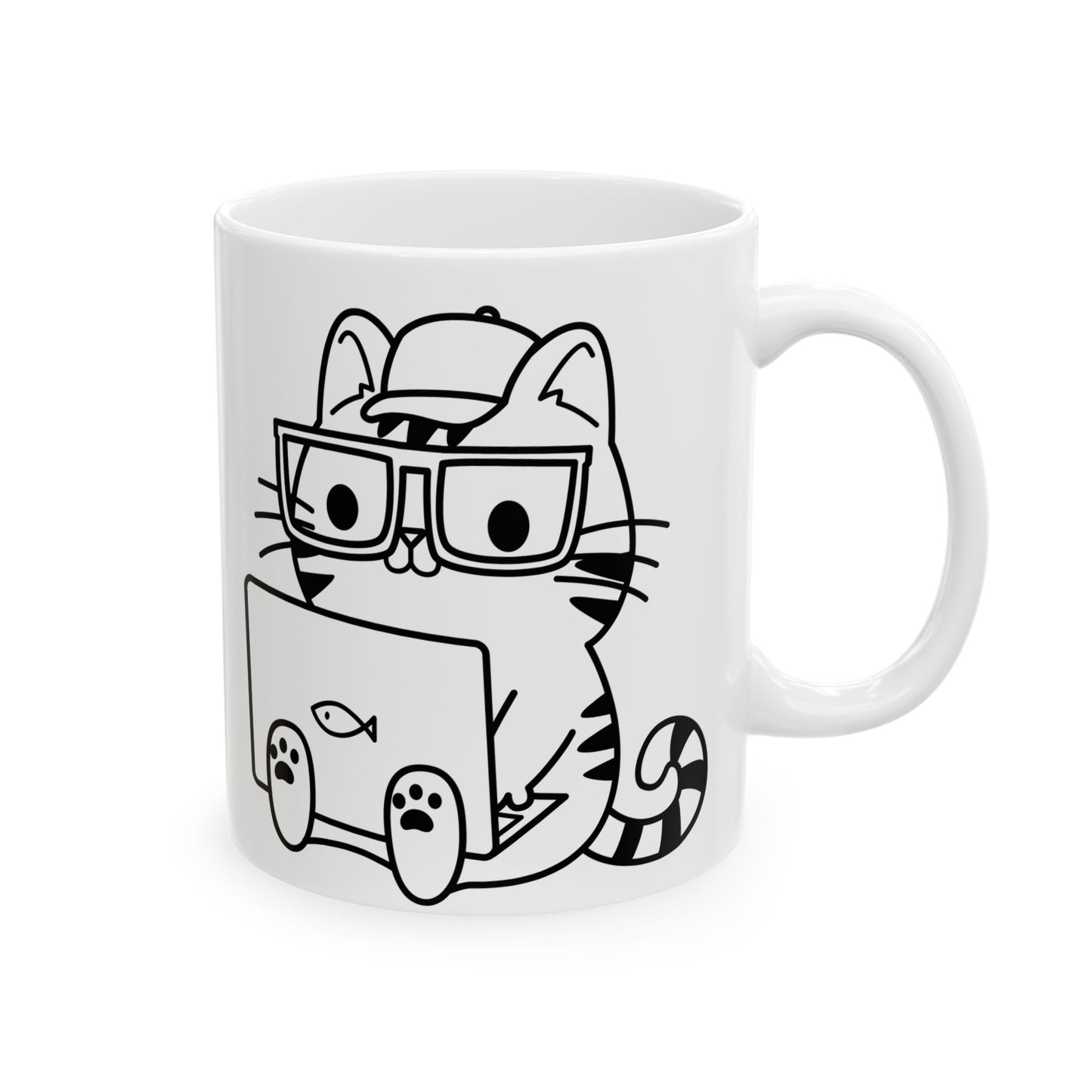 Boy Nerd Cat - Ceramic Mug 11oz