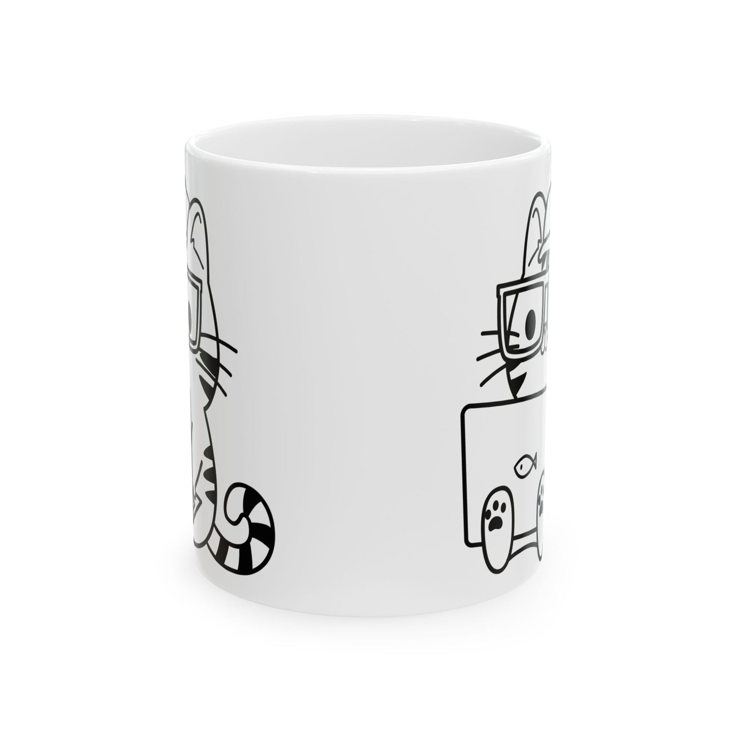 Boy Nerd Cat - Ceramic Mug 11oz