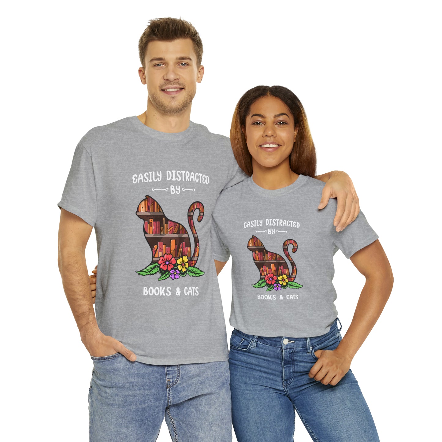 Easily Distracted by Cats & Books - Unisex Tee