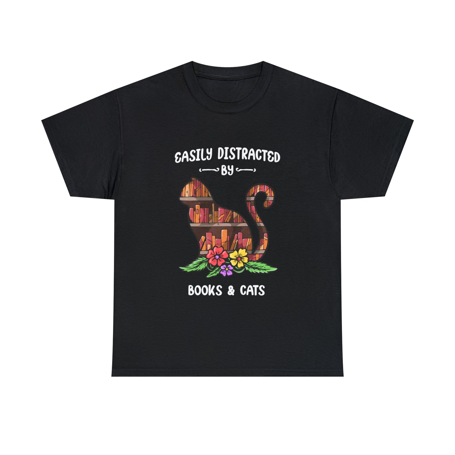Easily Distracted by Cats & Books - Unisex Tee