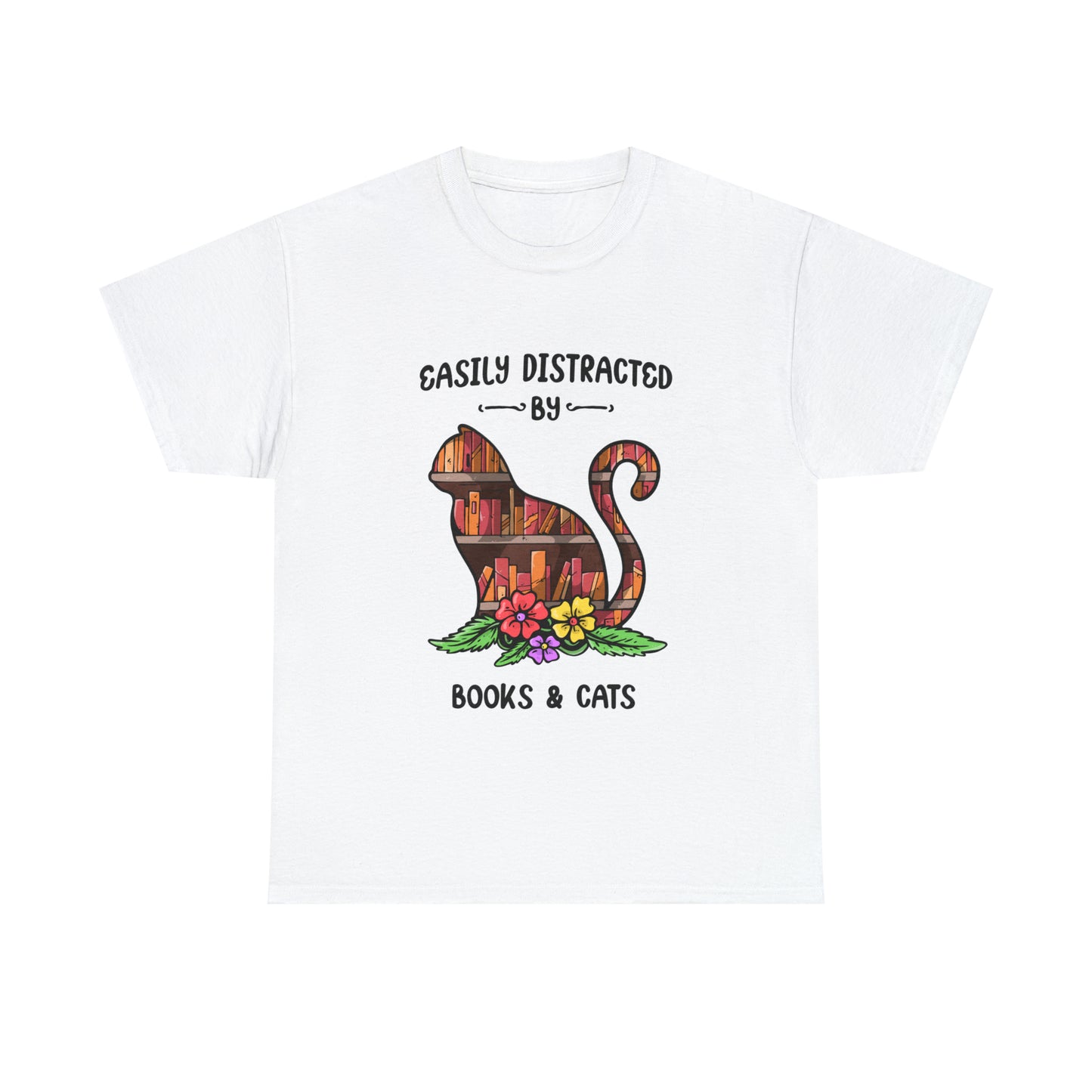 Easily Distracted by Cats & Books - Unisex Tee