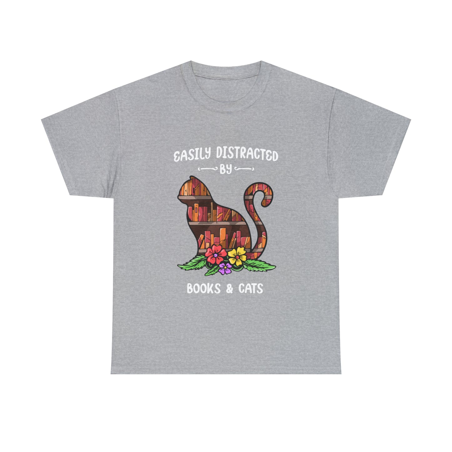 Easily Distracted by Cats & Books - Unisex Tee