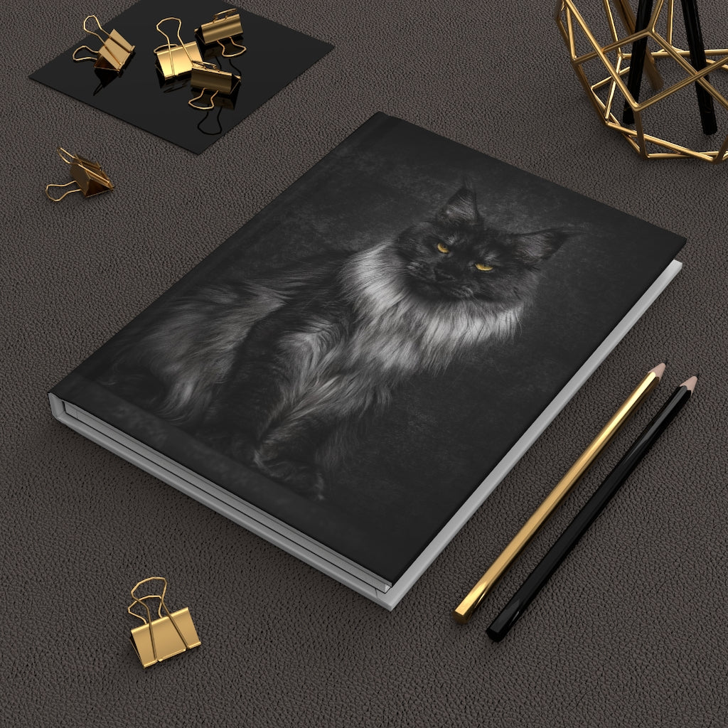 Black silver Maine Coon - Hardcover Journal