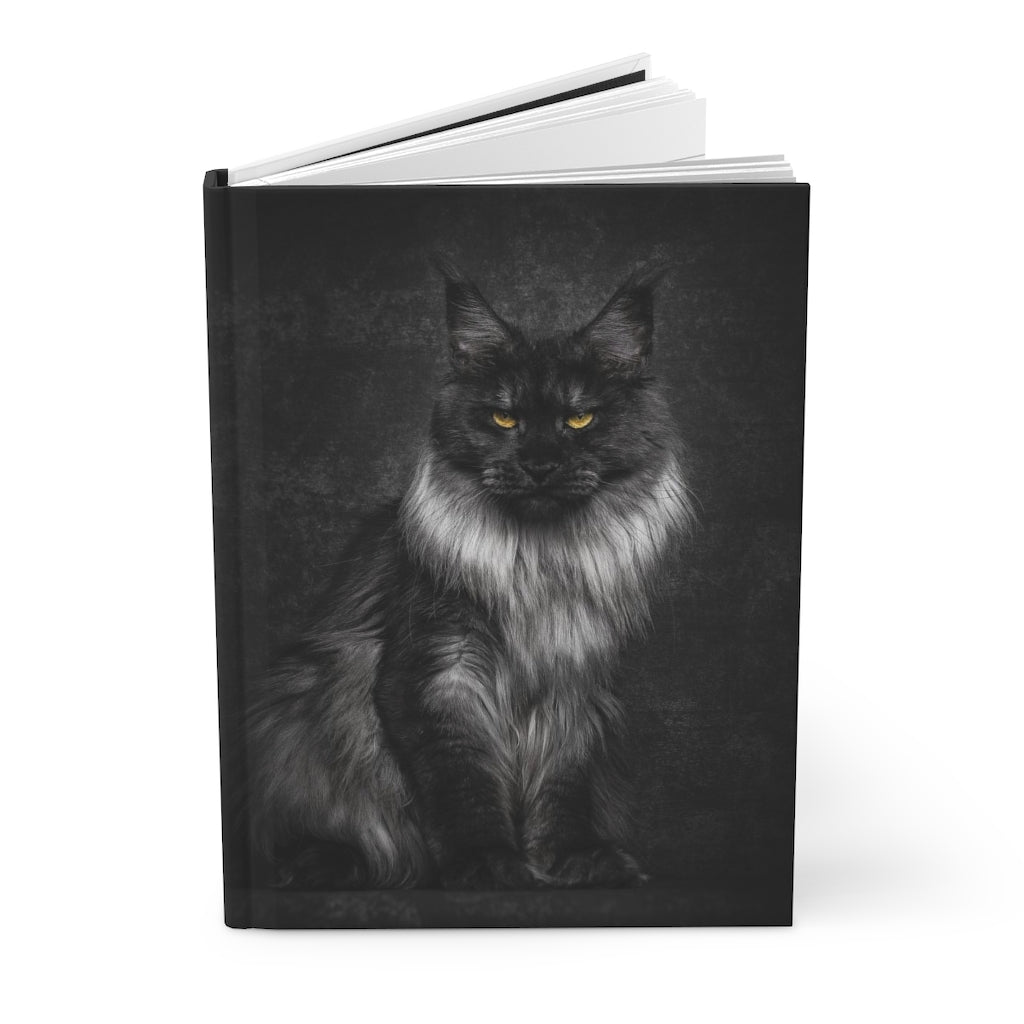 Black silver Maine Coon - Hardcover Journal