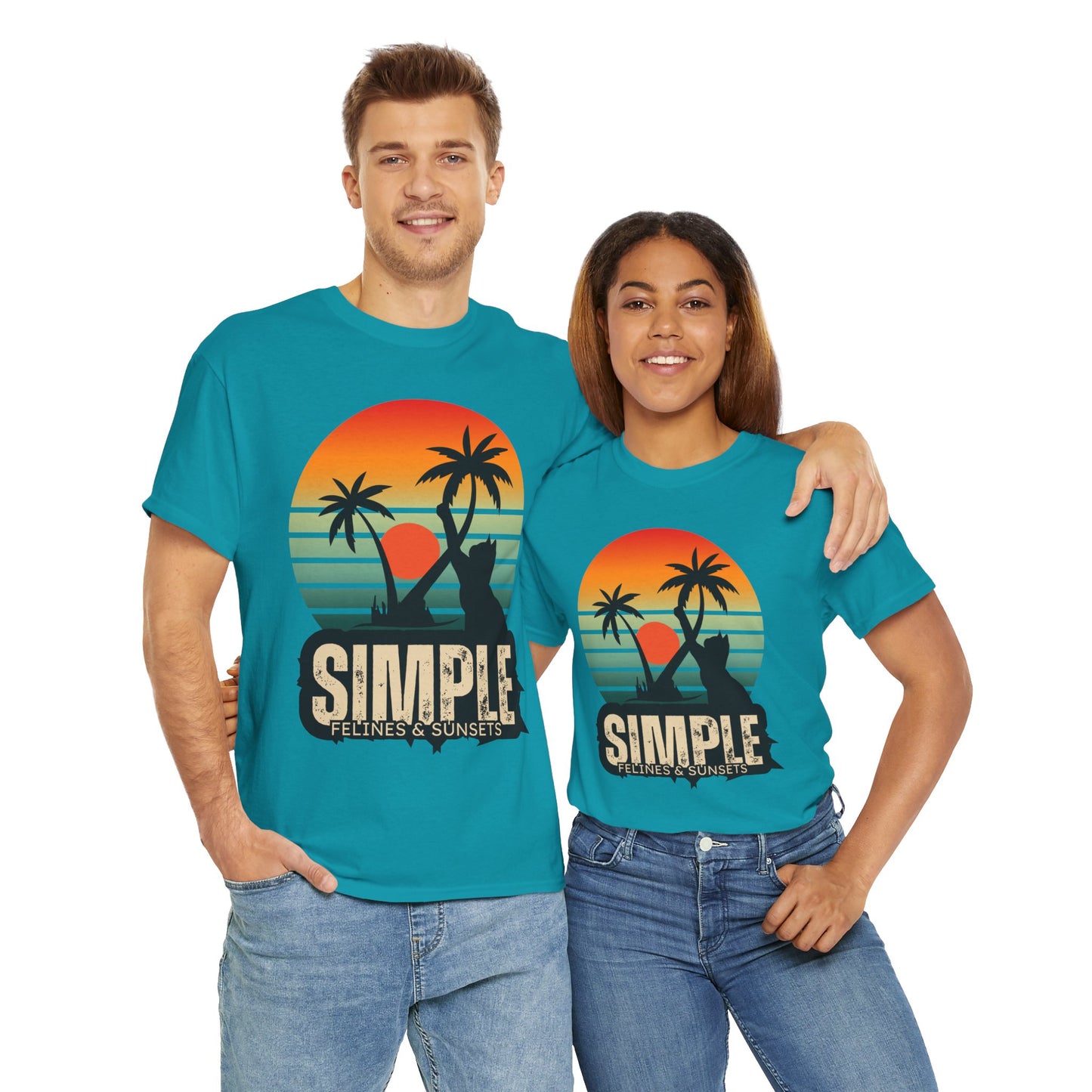 Felines and Sunsets Retro Beach Tee