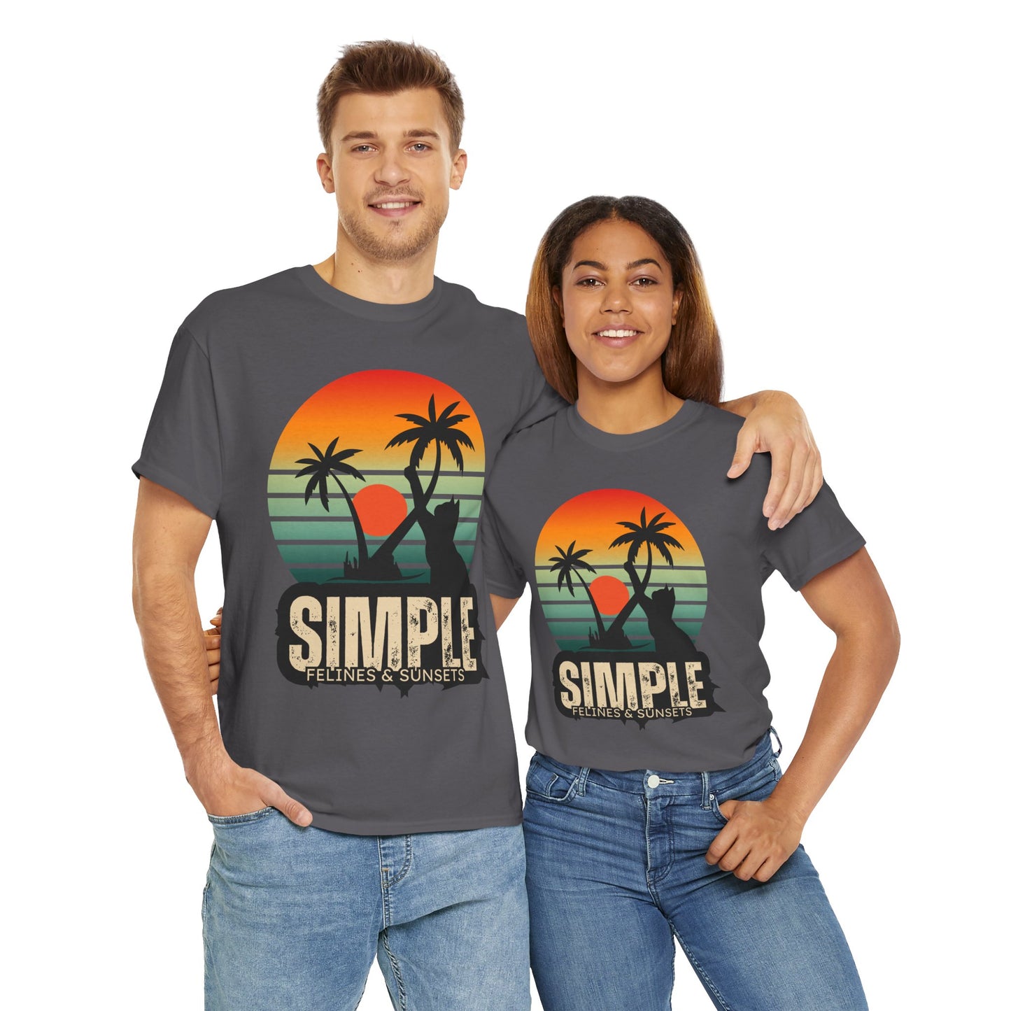 Felines and Sunsets Retro Beach Tee