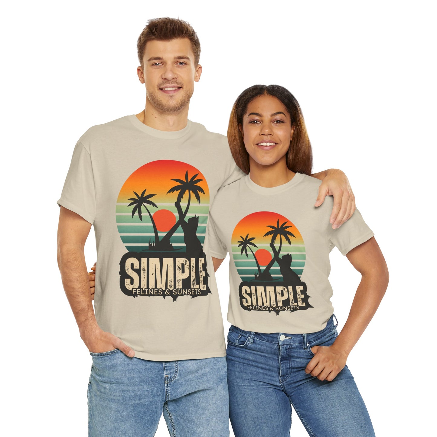 Felines and Sunsets Retro Beach Tee