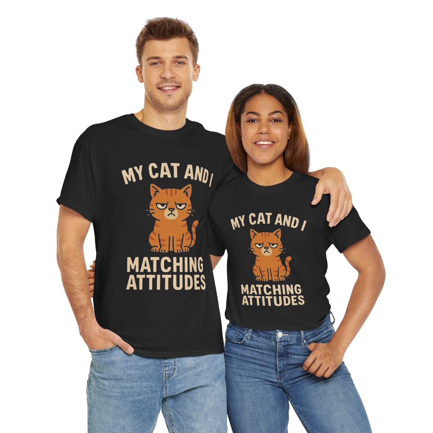 Funny Cat Matching Attitudes Tee