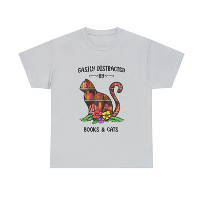 Easily Distracted by Cats & Books - Unisex Tee