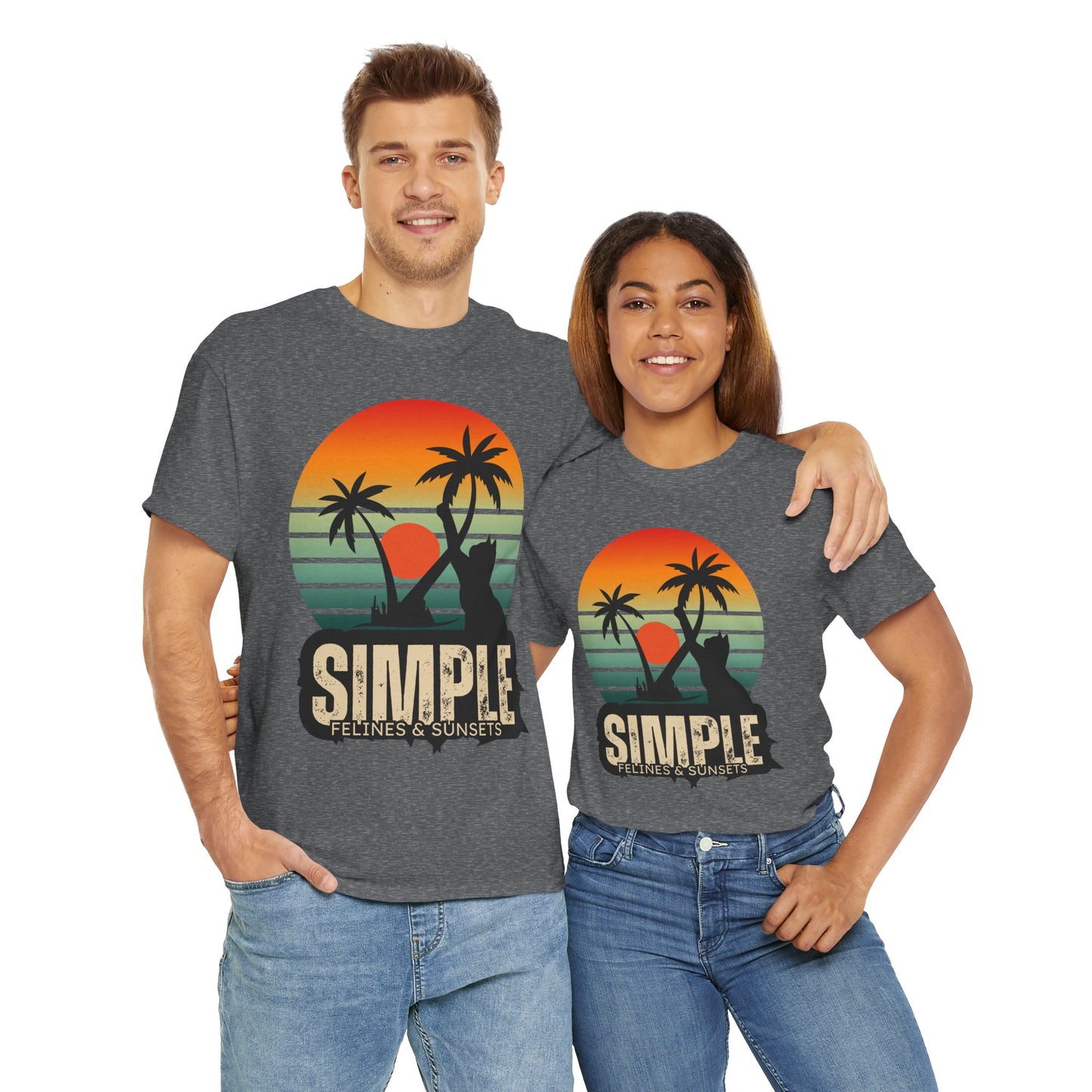 Felines and Sunsets Retro Beach Tee