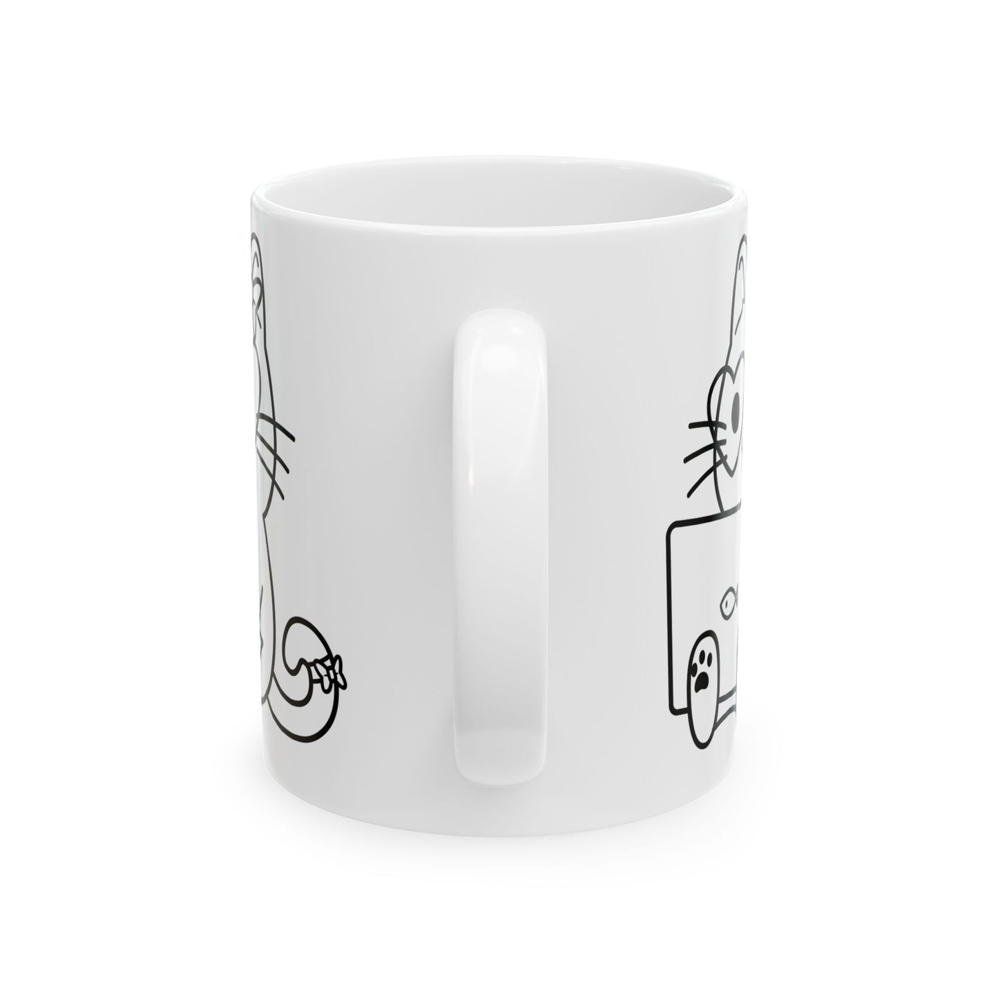 Girl Nerd Cat - Ceramic Mug 11oz