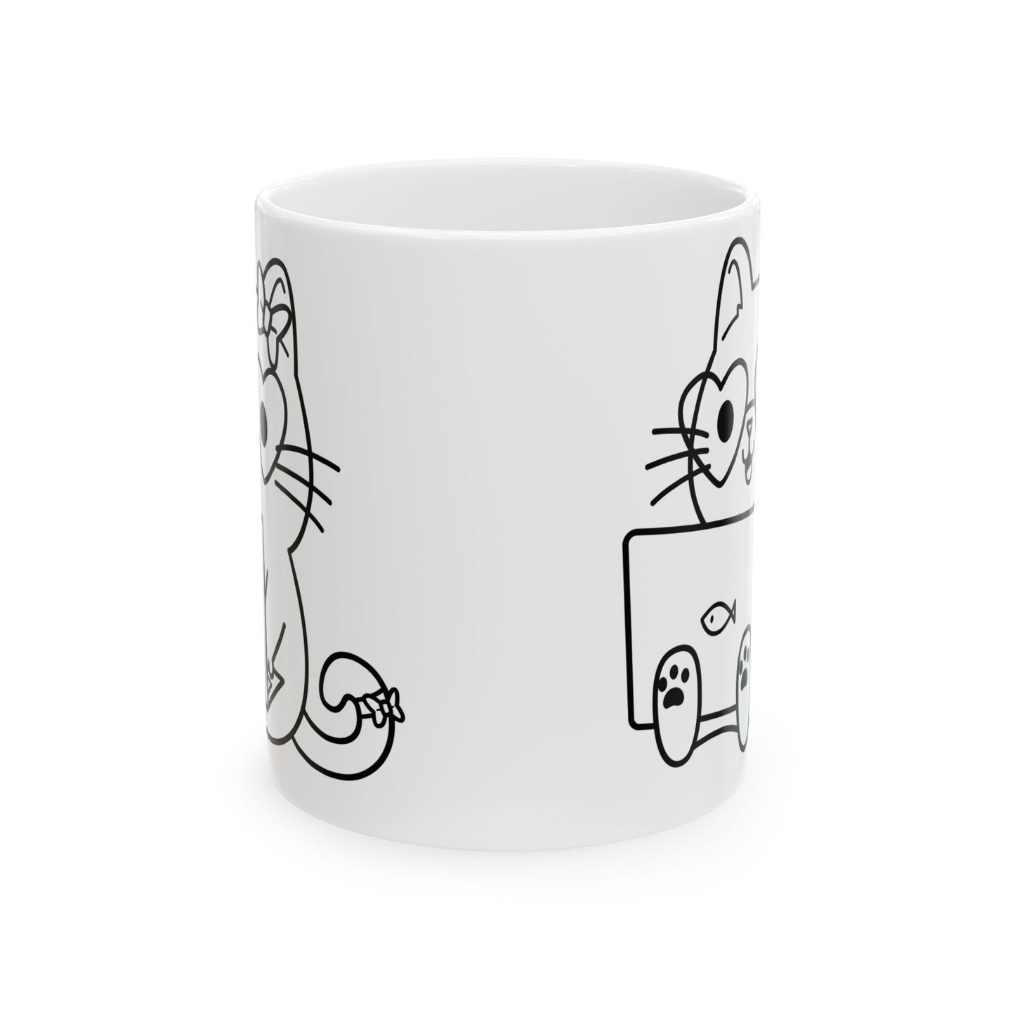 Girl Nerd Cat - Ceramic Mug 11oz