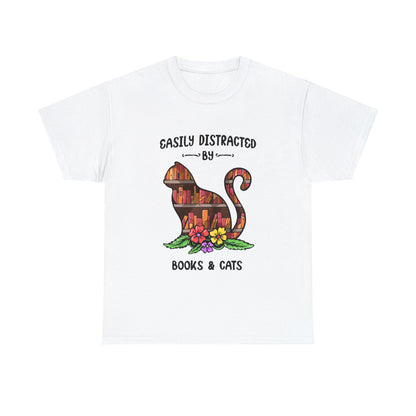 Easily Distracted by Cats & Books - Unisex Tee