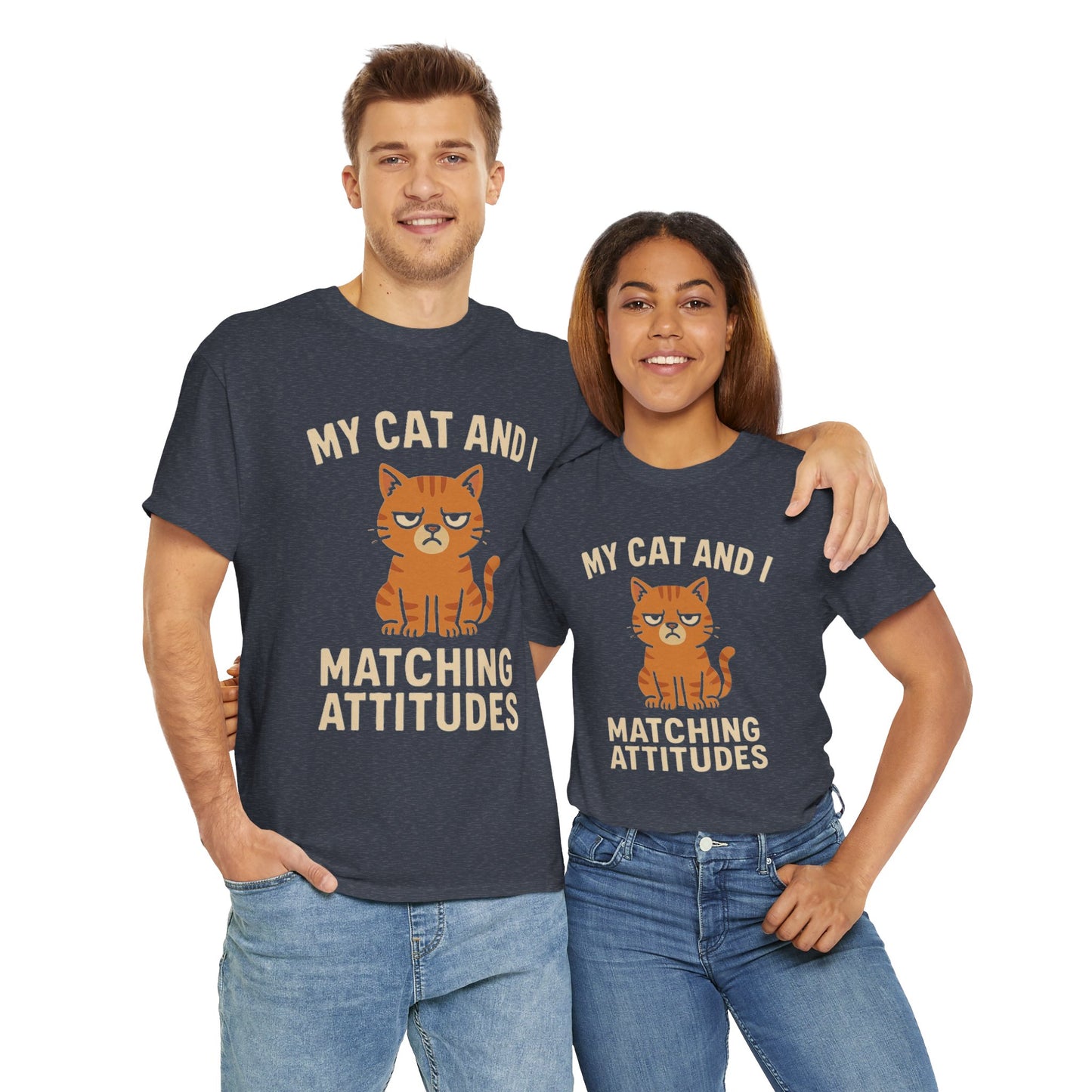 Funny Cat Matching Attitudes Tee