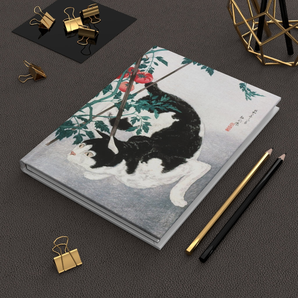Cat with Tomato Plant (1931) print in high resolution by Hiroaki Takahashi - Hardcover Journal Matte