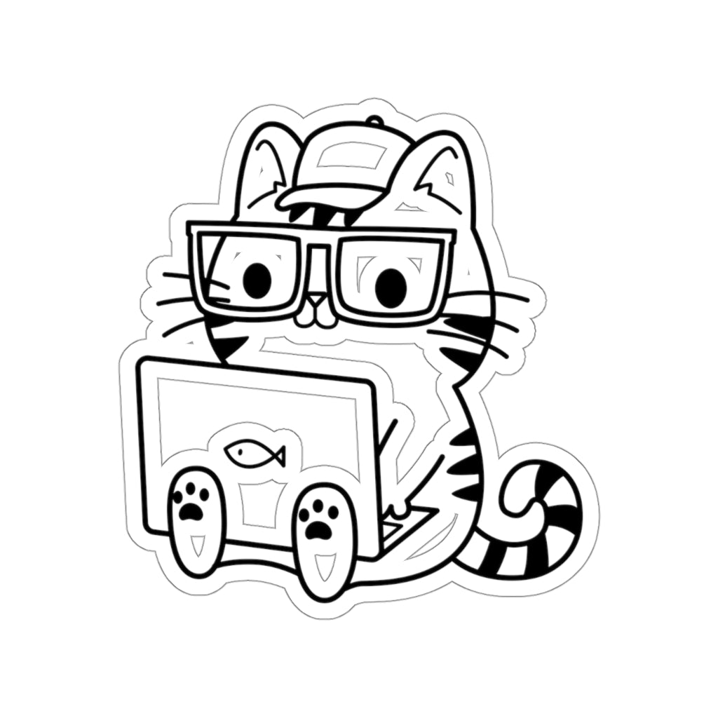 Nerd Cat Boy - Kiss-Cut Sticker