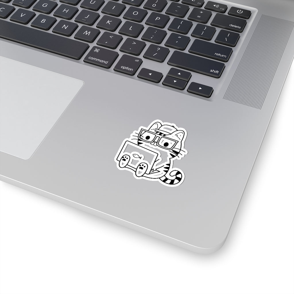 Nerd Cat Boy - Kiss-Cut Sticker